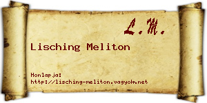 Lisching Meliton névjegykártya